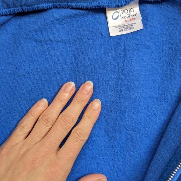 Men's Blue Full Zip Hoodie - Picture 4 of 10